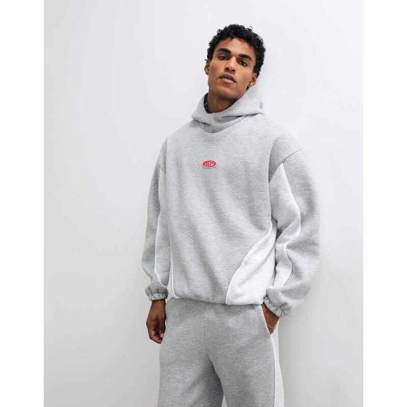 ASOS DESIGN oversized funnel hood with piping, cut and sew and