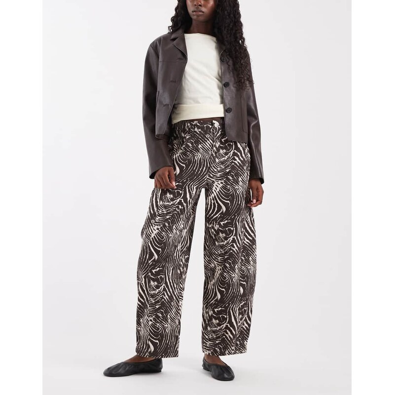 ASOS DESIGN barrel leg jean in zebra print co-ord-Multi