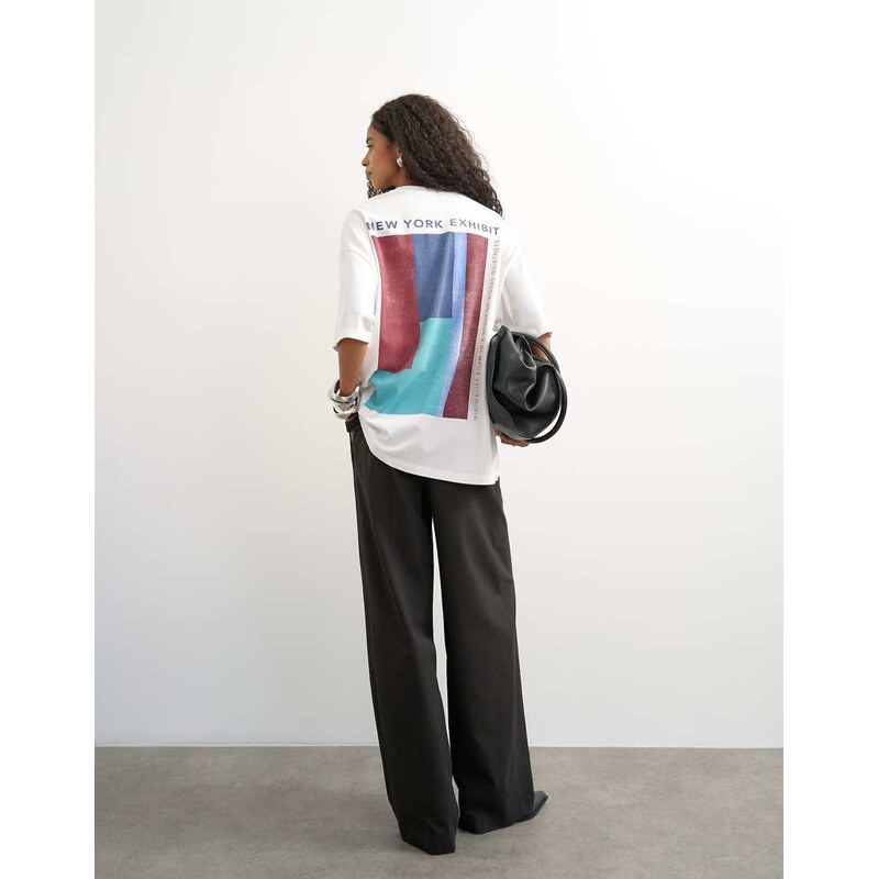 Topshop New York Edition graphic t-shirt in ecru-White