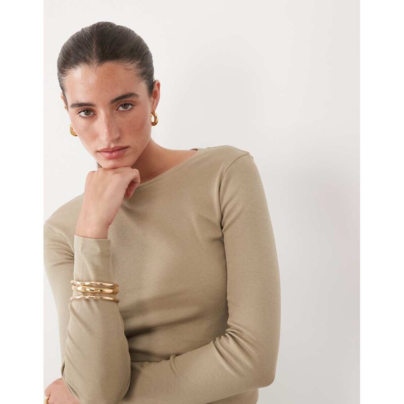 AWARE long sleeve t-shirt in beige-Neutral