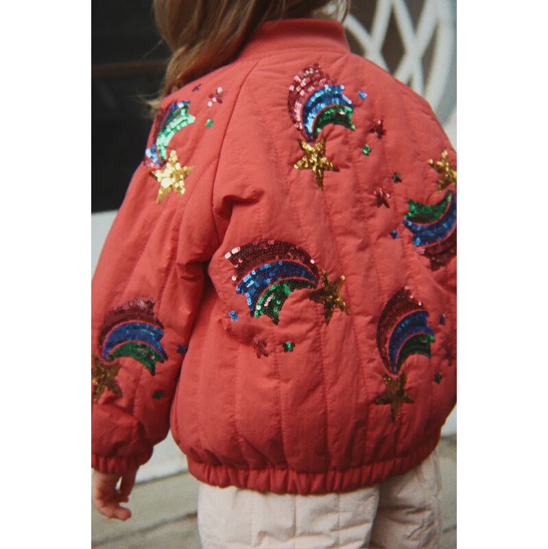 Konges Sløjd bomber dětský JUNO SEQUIN RAINBOW BOMBER JACKET