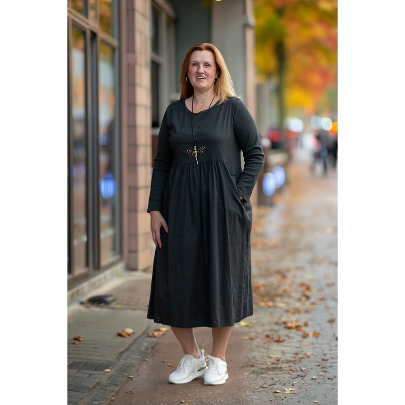 Italy fashion Bavlněné šaty VESUV Barva: Tmavě šedá, Velikost: