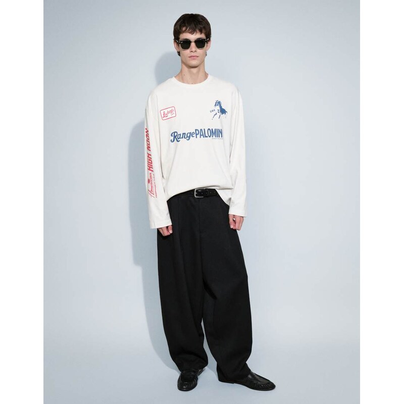 ASOS DESIGN smart wide barrel leg trousers in black microtexture