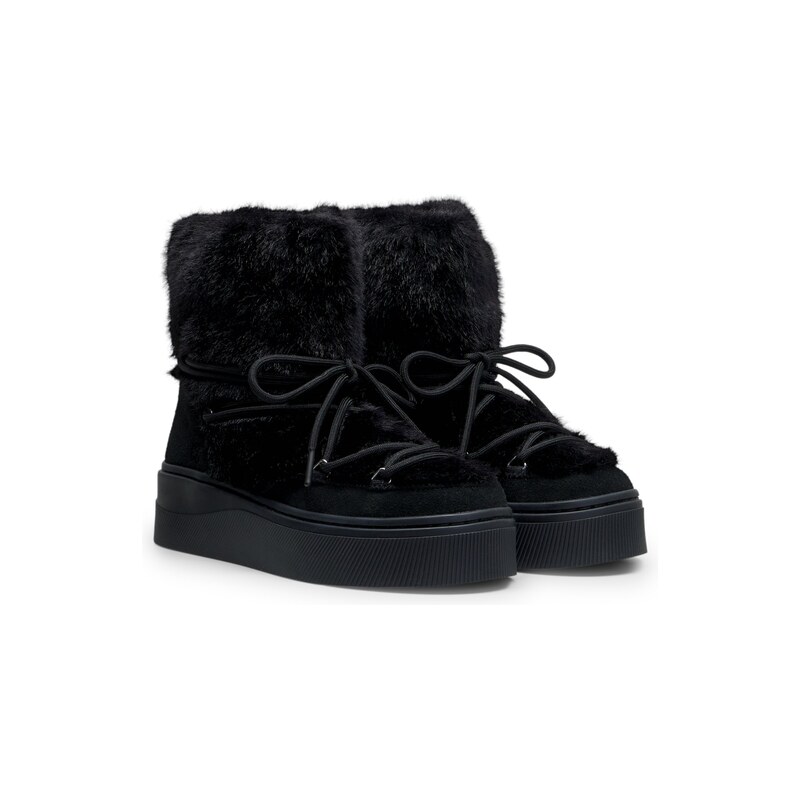 HUGO Platform boots with faux-fur uppers