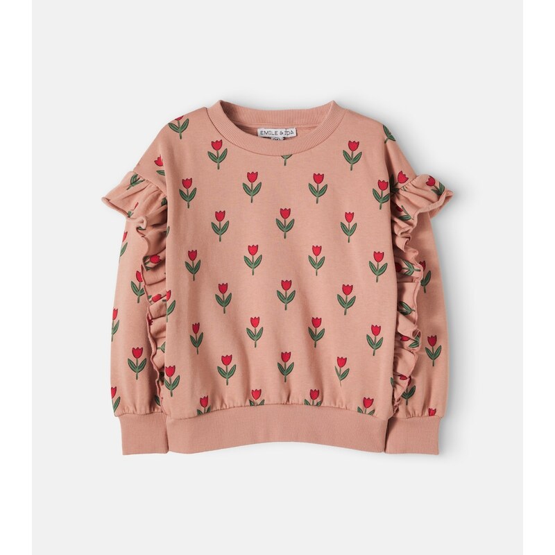 Emile et Ida Ruffled floral cotton jersey sweatshirt