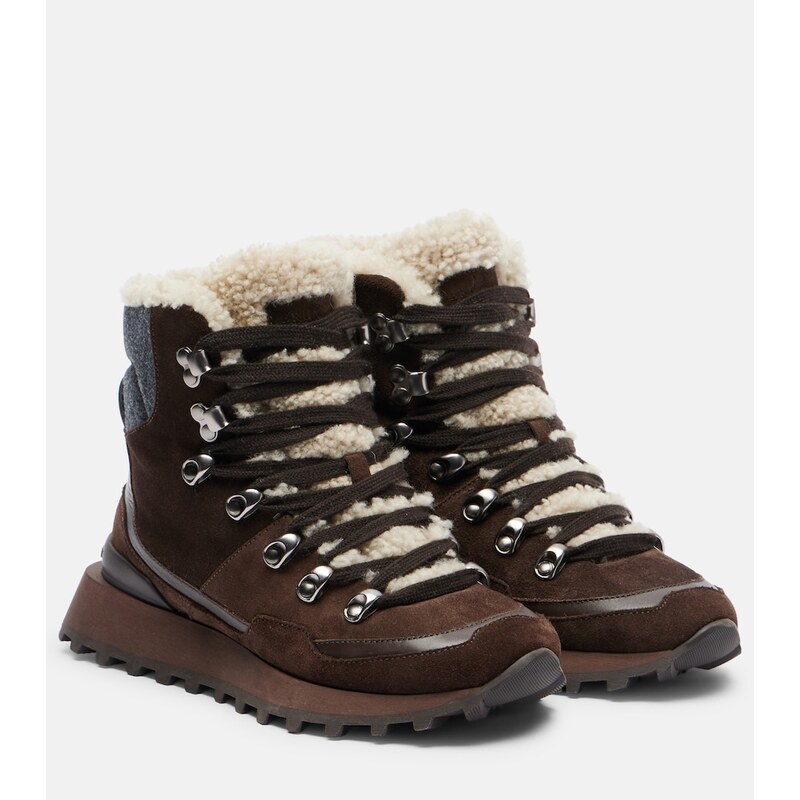 Brunello Cucinelli Monili shearling-trimmed suede ankle boots
