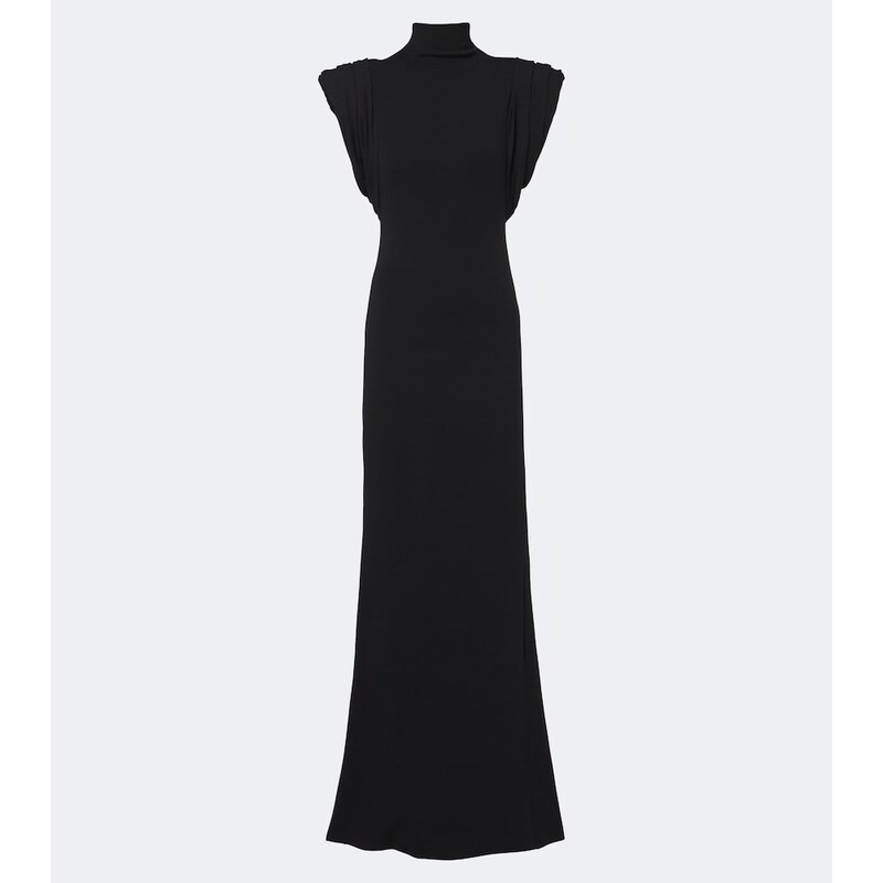 Mugler Draped wool-blend jersey gown