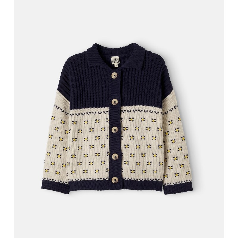 Bonton Pekin cotton and wool-blend intarsia cardigan