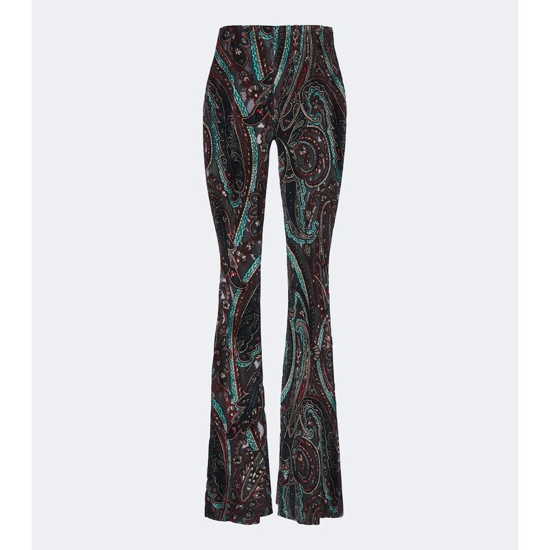 Etro Patch-appliqué paisley flared pants