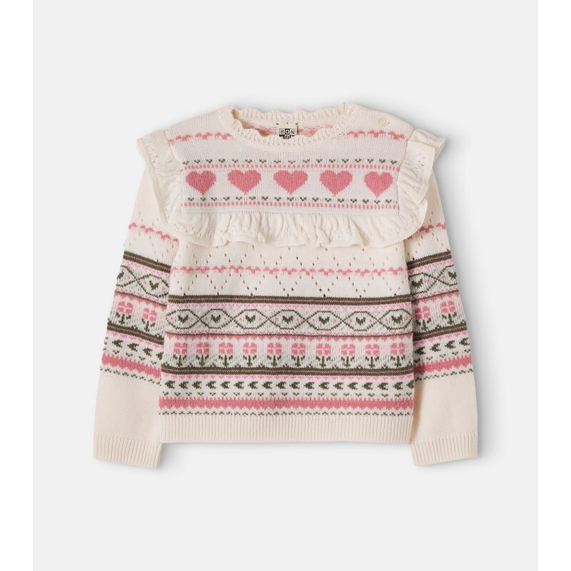 Bonton Mignonne ruffled intarsia sweater