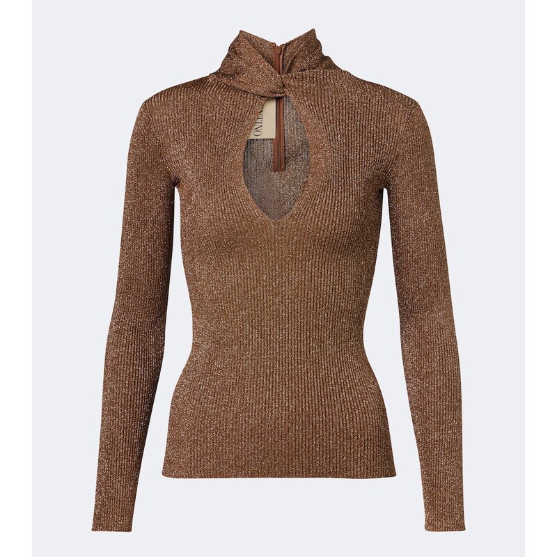 Valentino Cut-out lamé sweater
