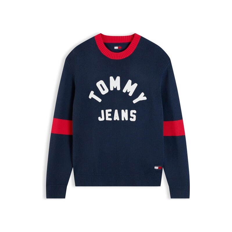 Tommy Jeans Svetr New Classics tmavě modrá / jasně červená /