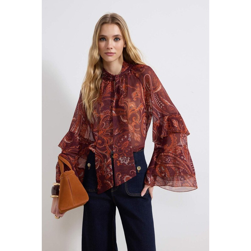Trendyol Halenka rezavě červená / burgundská červeň / offwhite