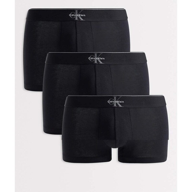 Calvin Klein Monogram Cotton 3 pack trunks in black