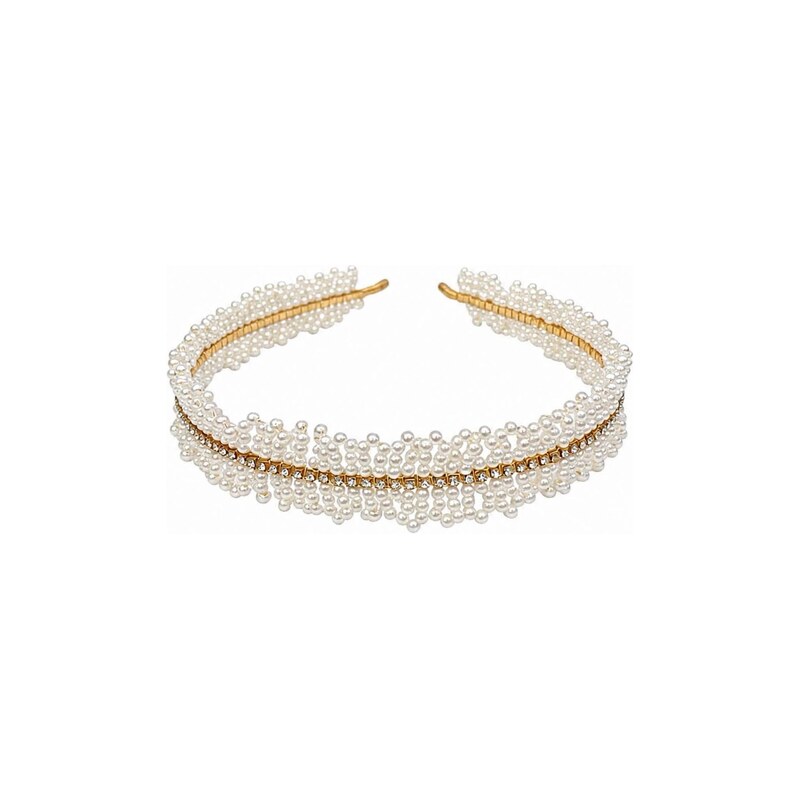 LanLivia Čelenka Handmade Delicate Pearls Headband zlatá / bílá