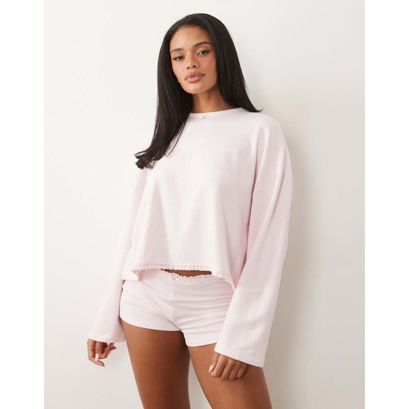 ASOS DESIGN soft jersey long sleeve crew neck pyjama top with