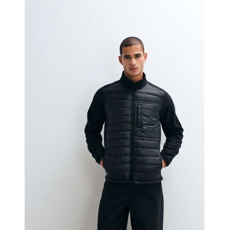 BLEND contrast sleeve padded jacket in black