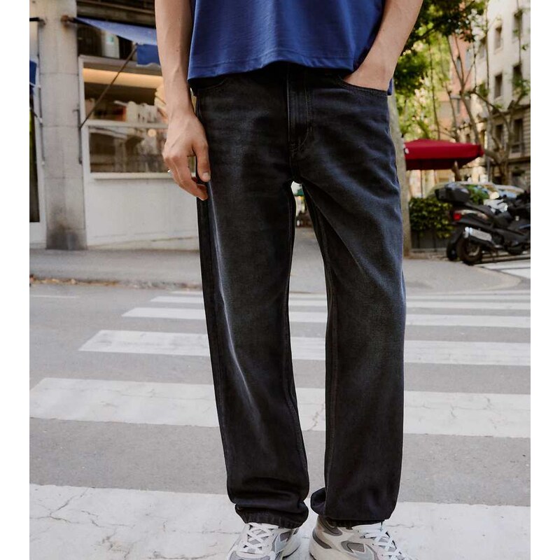 Bershka Tall straight-leg jeans in black