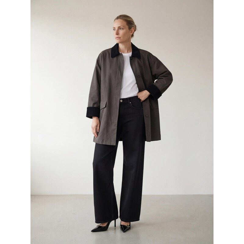 ARMIE Přechodná bunda The Frederikke Oversize Jacket tmavě šedá