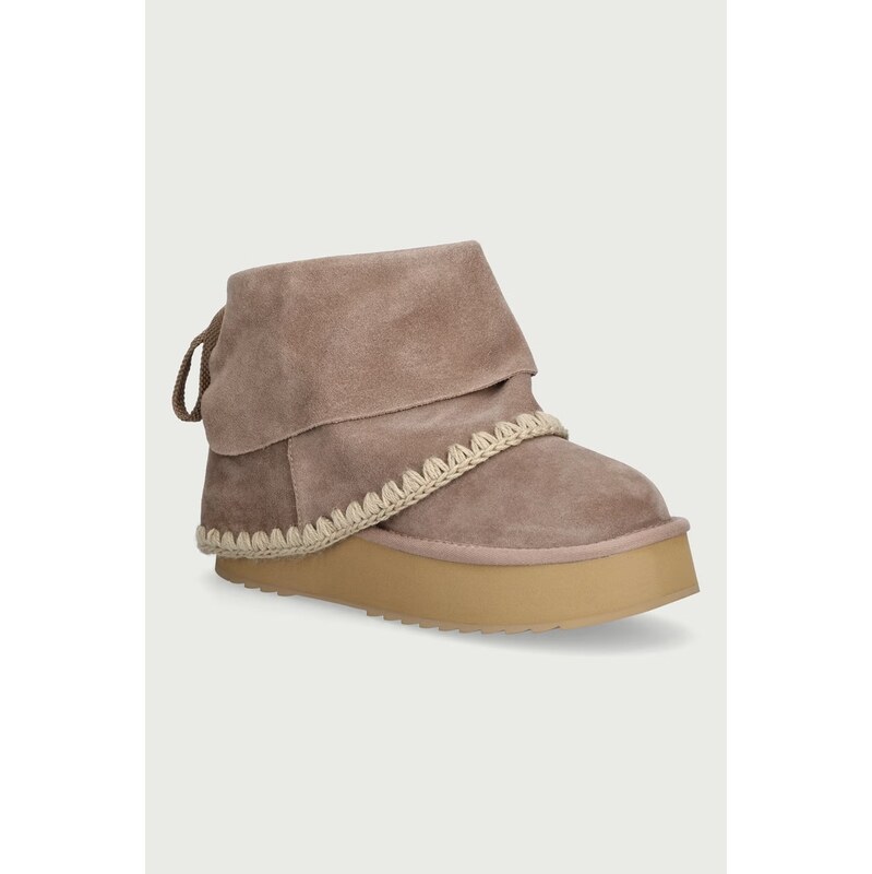 Mou Platform Boot Suede Folding sběhule dámské semišové
