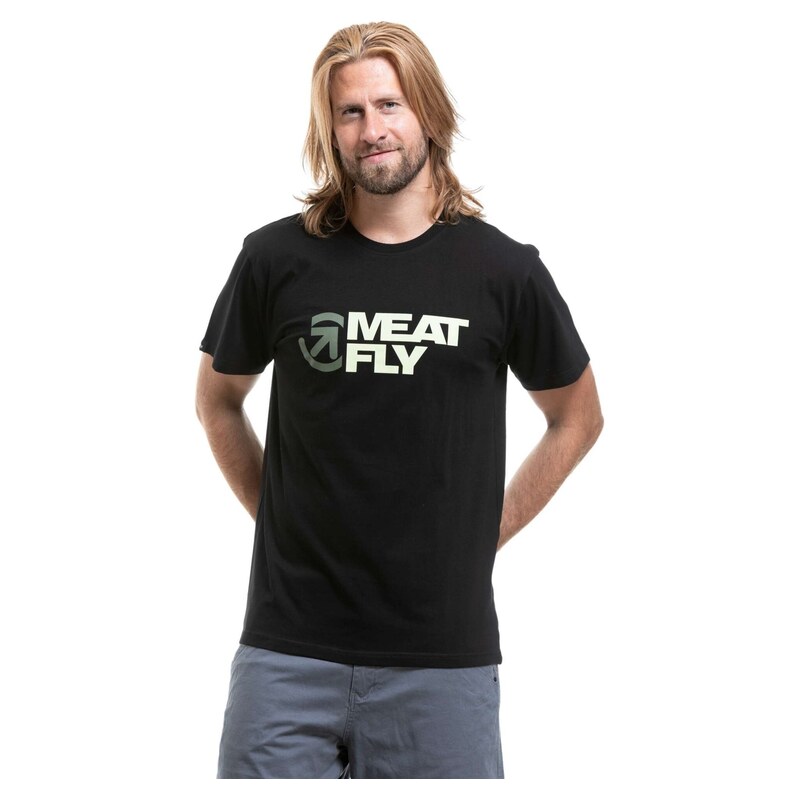 Meatfly pánské tričko Revital Black / Green | Černá | 100%