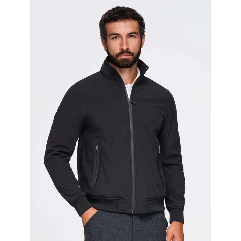 Ombre Clothing Přechodová černá bunda s vysokým límcem V1 JANP