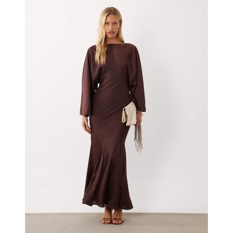 ASOS DESIGN cape kimono sleeve maxi dress with godets and tassel