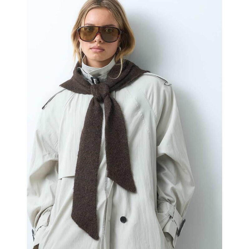 ASOS DESIGN wide tie triangle scarf in chocolate-Brown