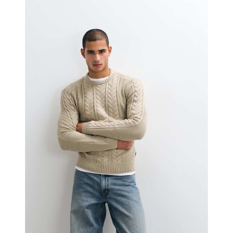 BLEND cable knit jumper in beige-Neutral