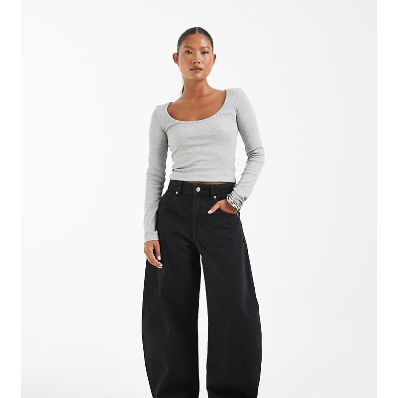 ASOS Petite ASOS DESIGN Petite high waisted barrel leg jeans in