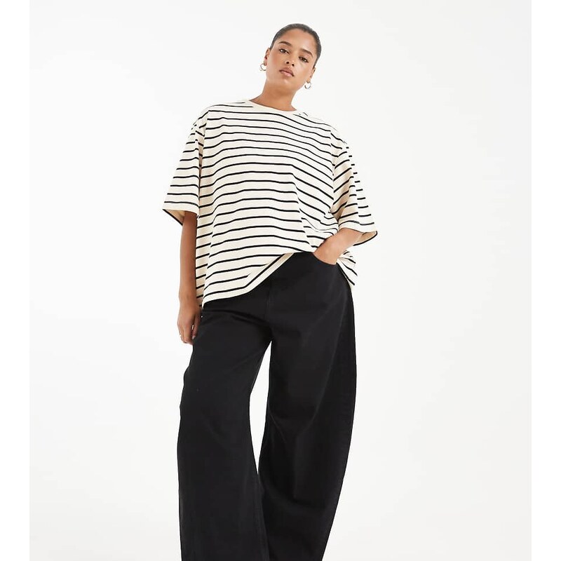 ASOS Curve ASOS DESIGN Curve high waisted barrel leg jeans in