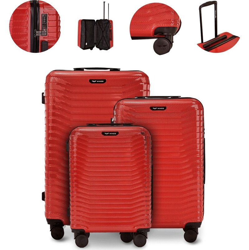 Unisex sada 3 cestovních kufrů Wings SEA EAGLE 2.0 červená