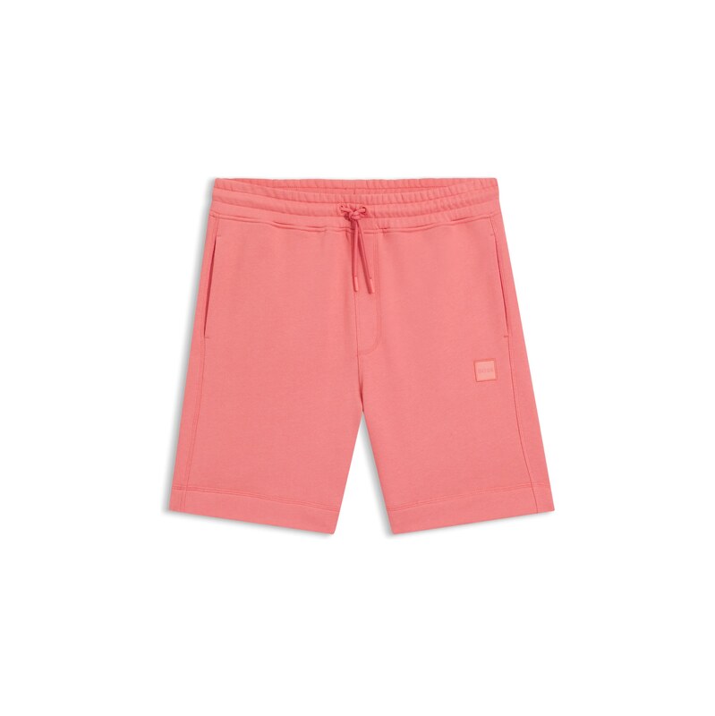 BOSS Cotton-terry shorts with logo patch