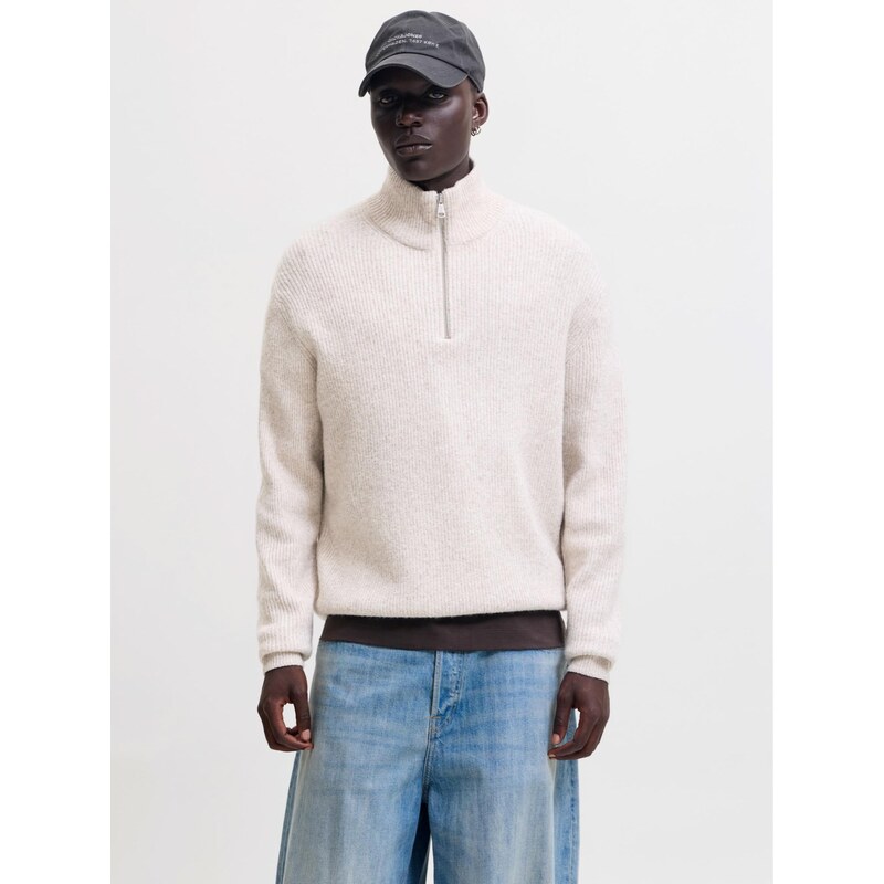 JACK & JONES Svetr JORFREDERIKSBERG OLLIE barva bílé vlny