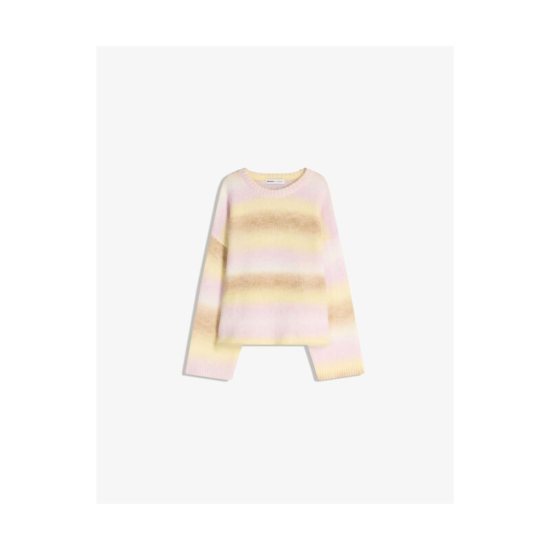 Bershka Svetr béžová / hnědá / pink / bílá
