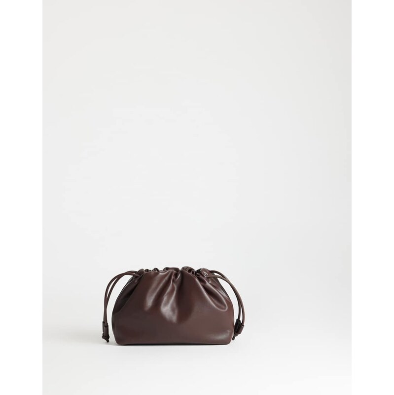 Topshop Celia medium ruched clutch bag in chocolate-Brown
