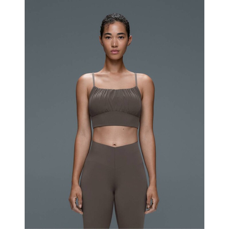 OYSHO Ruched light touch tank top in brown-khaki-Green