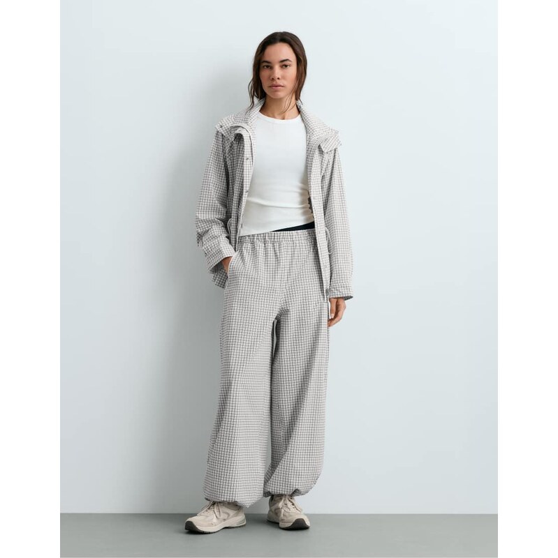 OYSHO 10k waterproof balloon trousers in black and white