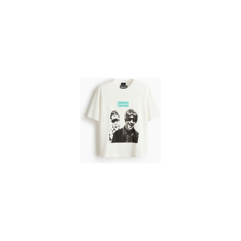 H&M - Tričkos potiskem Relaxed Fit - Krémová/Oasis