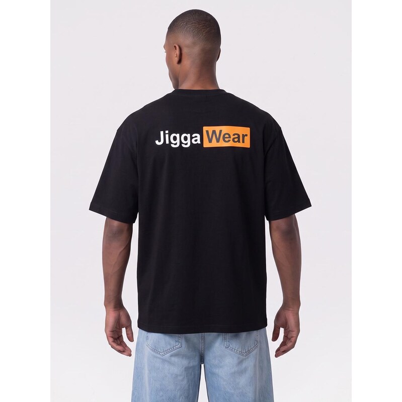 Pánské tričko oversize černé Jigga Wear s logem Hub