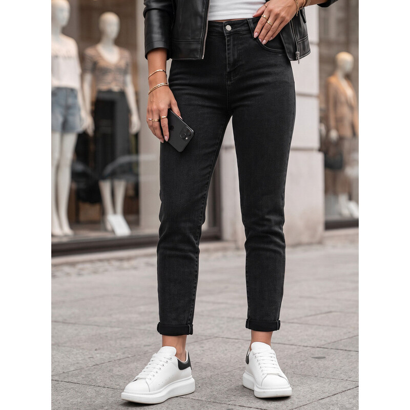 Dámské džíny Mom Fit s vysokým pasem, černé, FashionStreet