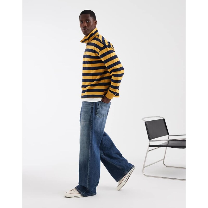 Levis cameron 1/4 zip sweatshirt in yellow and black stripes