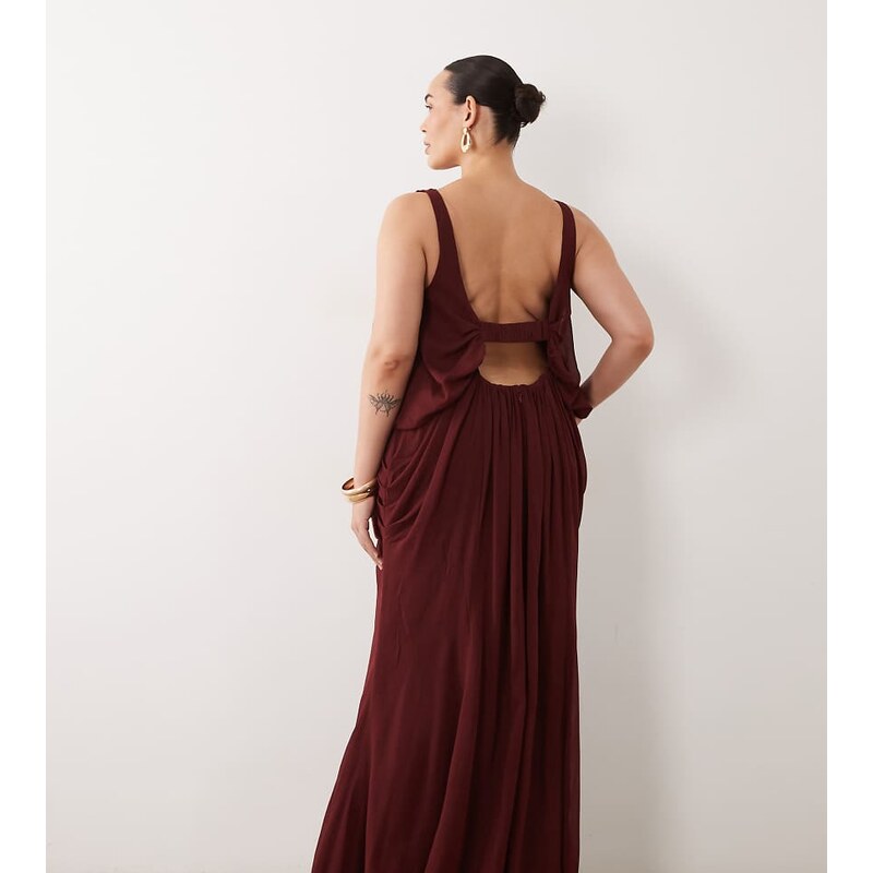 ASOS Curve ASOS DESIGN Curve blouson drape maxi dress with low