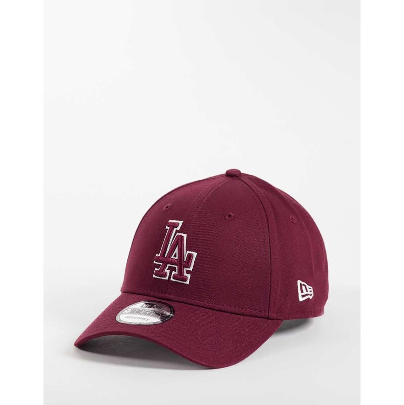 New Era LA Dodgers 9forty outline logo cap in burgundy-Red