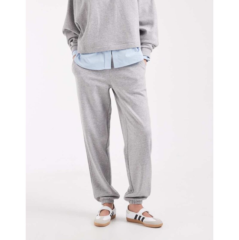 ASOS DESIGN cuffed brushback joggers in grey marl