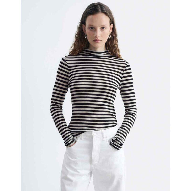 & Other Stories pure wool high neck long sleeve top in mono
