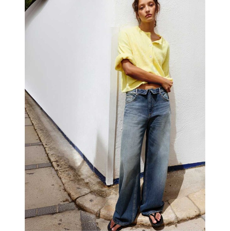 Pull&Bear Short sleeve cardigan in yellow