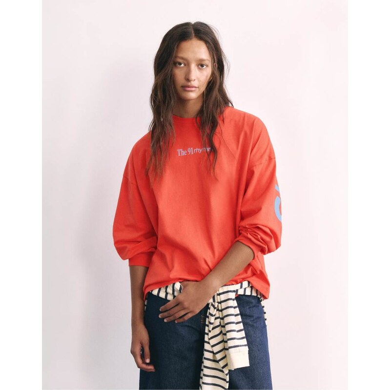 Pull&Bear Oversize graphic t-shirt in red