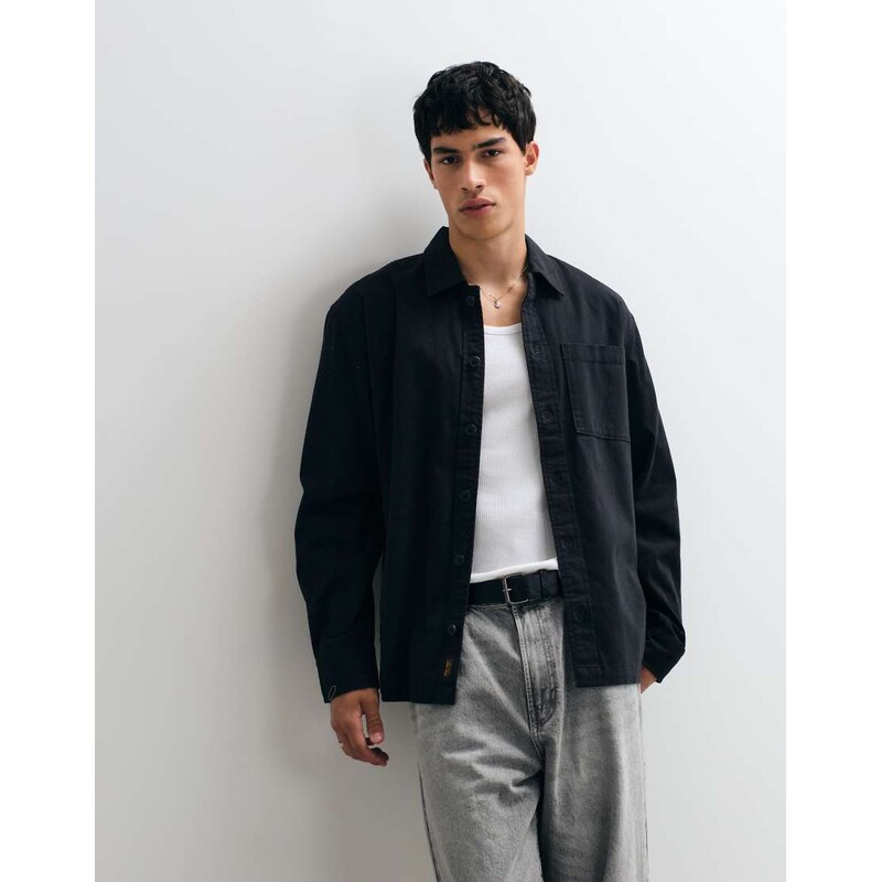 Jack & Jones twill overshirt in black