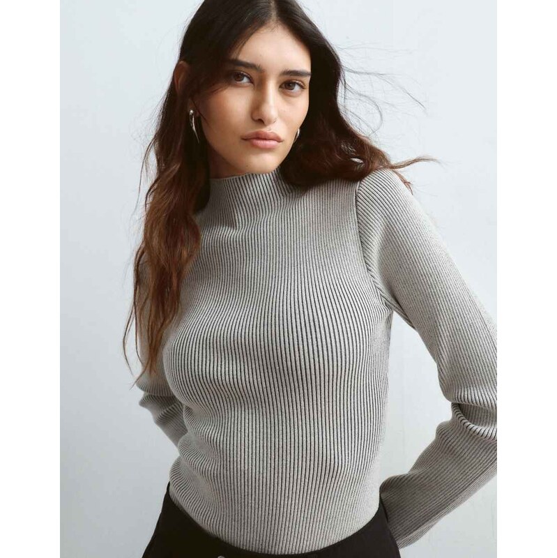 ARRANGE soft knit long sleeve bodysuit in grey